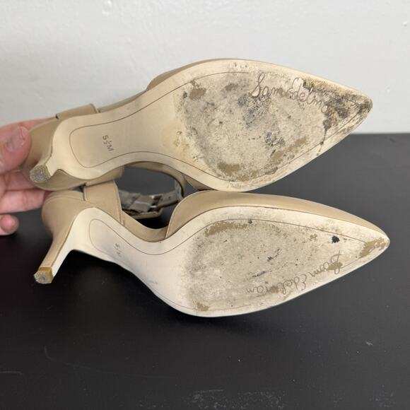 Sam Edelman "Okala" Nude Ankle-Strap Pointed Toe Heels, Size 5.5 - Picture 6 of 8